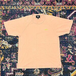 Stussy Pink Embroidered T-Shirt Size Small Womens Y2K Surf Streetwear